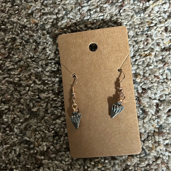 Navy blue and gold handmade earrings - Picture 1 of 1